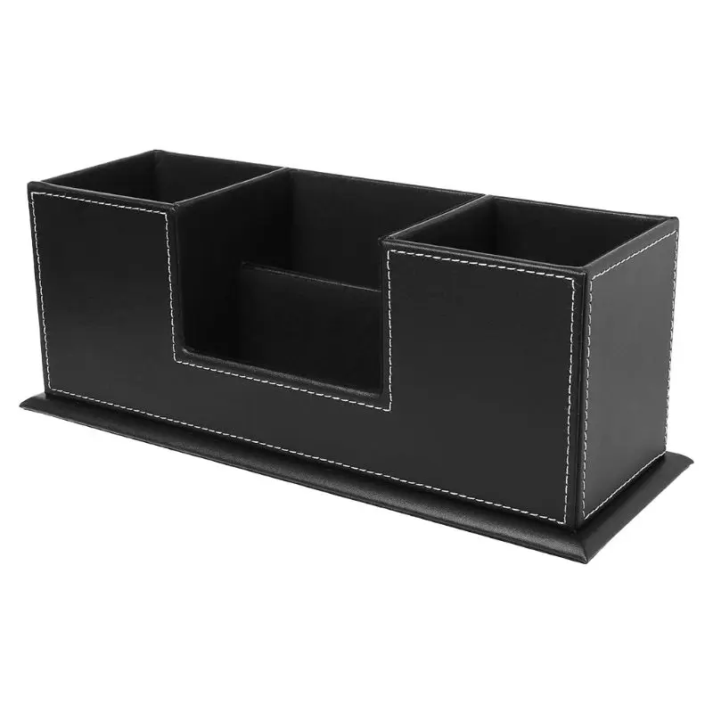 

Multifunctional Office Desktop Decor Storage Box Leather Stationery Organizer Pen Pencils Remote Control Mobile Phone Holder