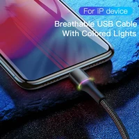 Baseus kabel USB do iPhone 12 11 13 Pro XS Max Xr X 8 7 6 oświetlenie LED szybka ładowarka data kabel telefoniczny do ipada przewód drutowy 2