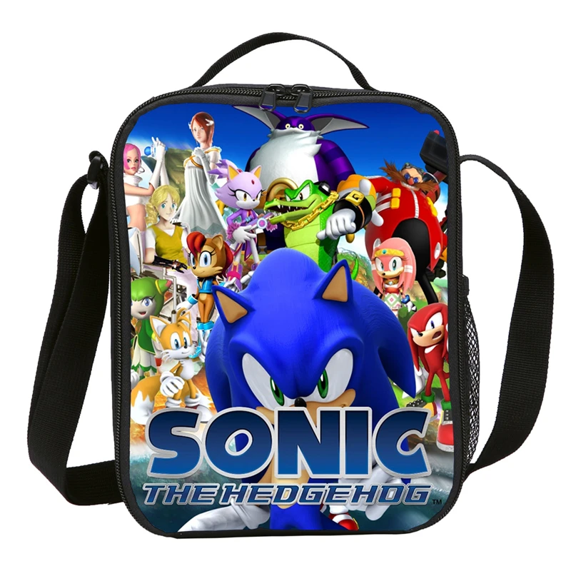 Sonic Boom ежиков принт Оксфордский Обед сумка Портативный набор для пикника и кемпинга сумка через плечо сумка-холодильник Детские Новая мода Коробки для обедов - Цвет: Коричневый