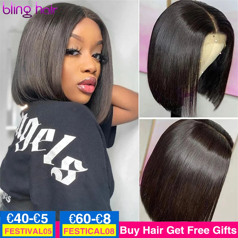 Hot Sale Products! bling hair Short Bob 13x4 Lace Frontal Human Hair Wigs for Women Remy Brazilian Bone Straight 4x4 Lace Closure Wig 150% Density