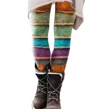 

50%HOT Pants Stripes Print Long Trousers Women Striped Skinny Leggings for Autumn