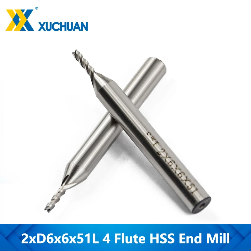  1pc Diameter 2mm 4 Flutes HSS Milling Bit 6mm Shank CNC Router Bit Straight Shank End Mill Metal Milling Cutter
