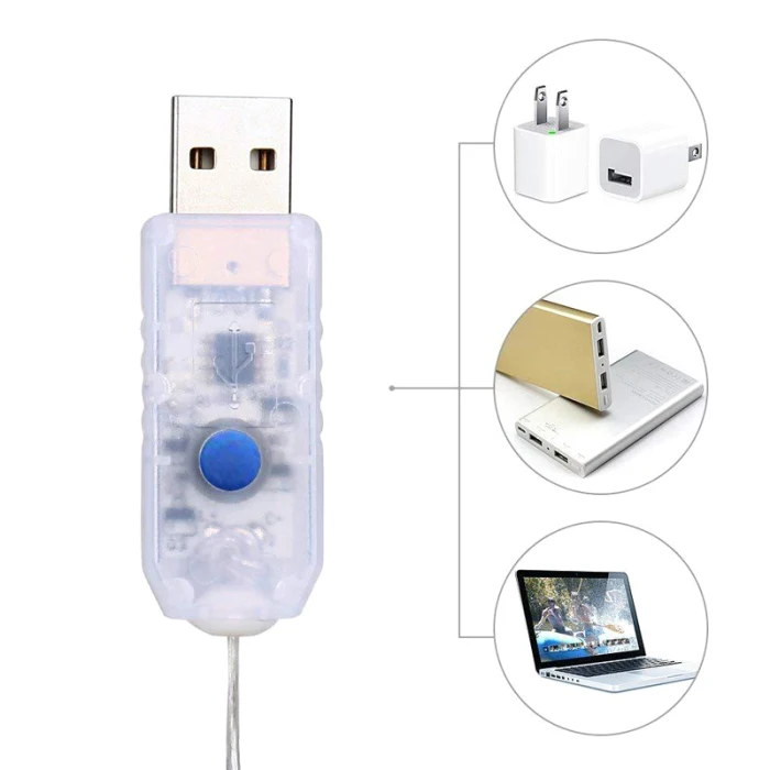 USB Светлячок гирлянды медный провод 8 режимов мерцающие огни с пультом дистанционного управления YAN88