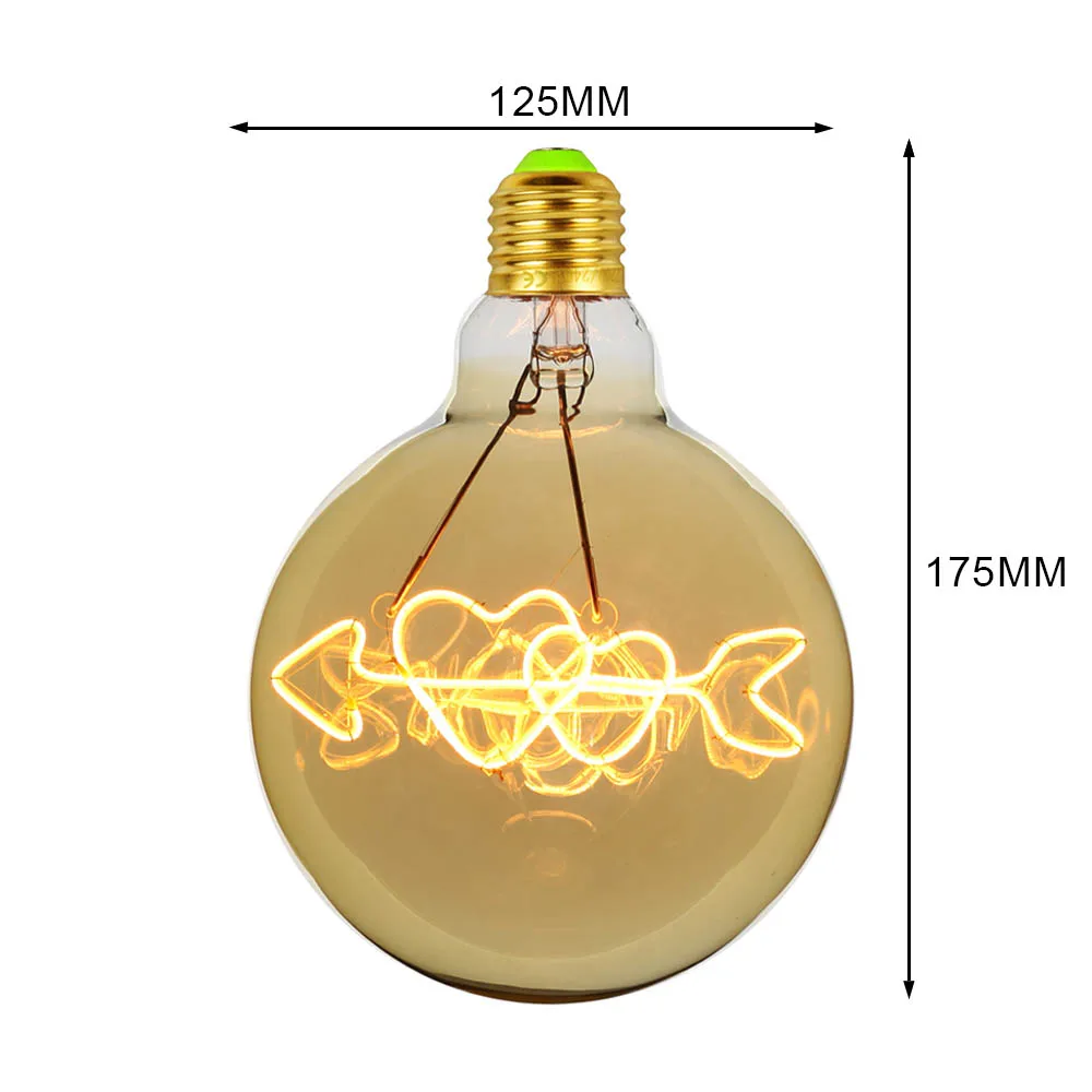 Pendant Lamp Bulb TIANFAN Эдисона лампы G125 Love Cupid's Arrow лампа Светодиодная в форме шара-глобуса винтажная нить 4 Вт декоративная подвесная настольная лампа лампочка - Испускаемый цвет: Pendant Lamp Bulb