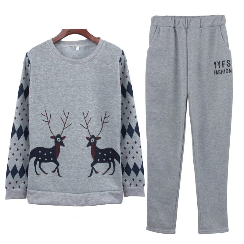 2019 осень зима новый спортивный костюм женский Принт круглый вырез Модный