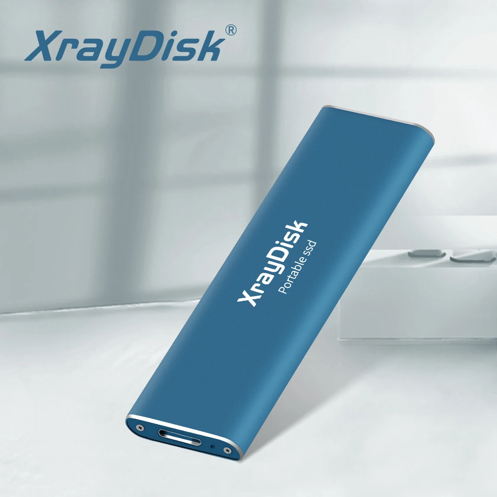 XrayDisk 2 To External Solid State Drive SSD Type-C USB 3.1 Portable SSD Disque dur 2000 Go High Speed pour ordinateur portable Mac Windows Linux Android Games PS4 Xbox One 2 To, bleu 