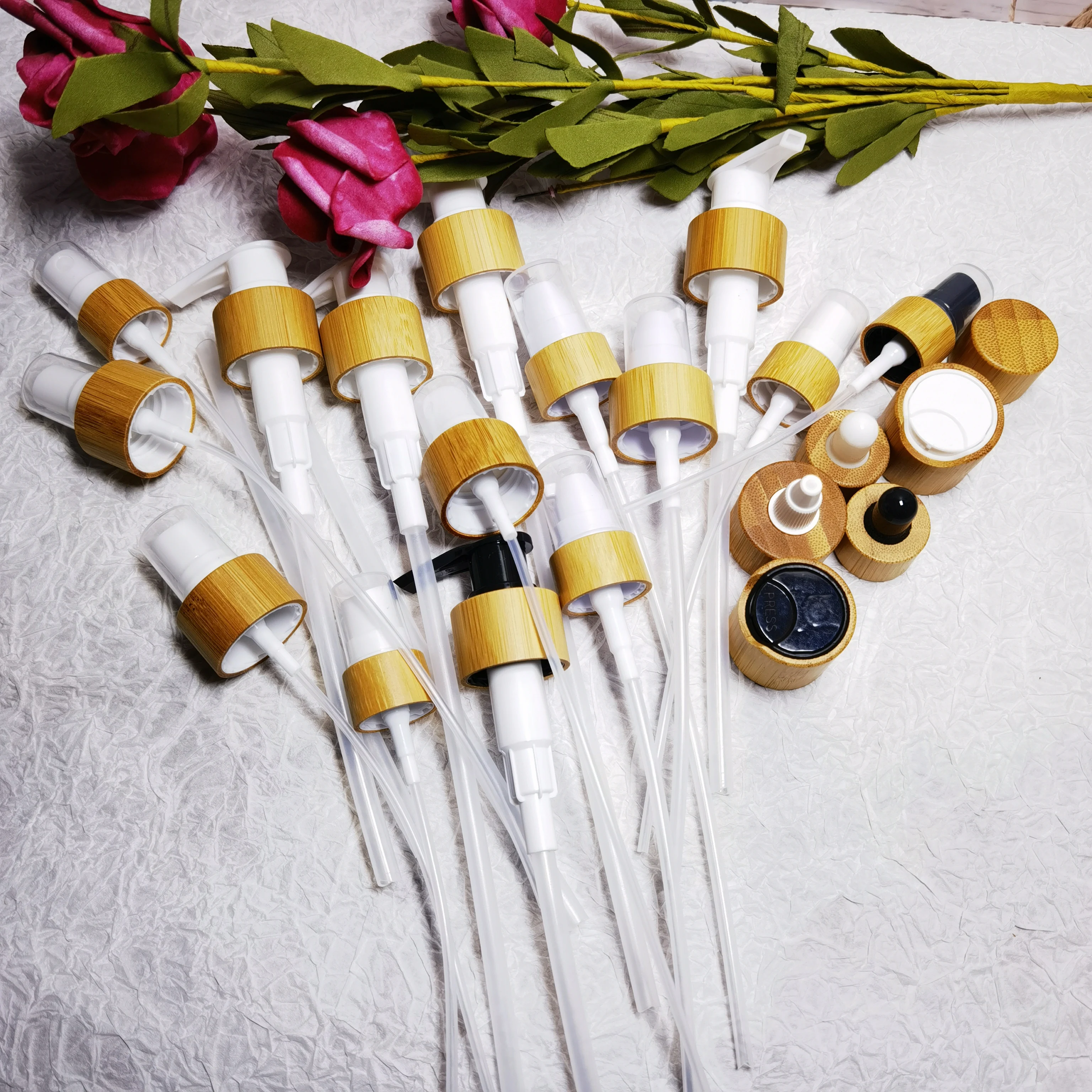 도매 100pcs 대나무 안개 분무기 에센셜 오일, 머리카락과 바디 스프레이, 아로마 테라피, DIY 청소 액체에 대한 18-410 모자 