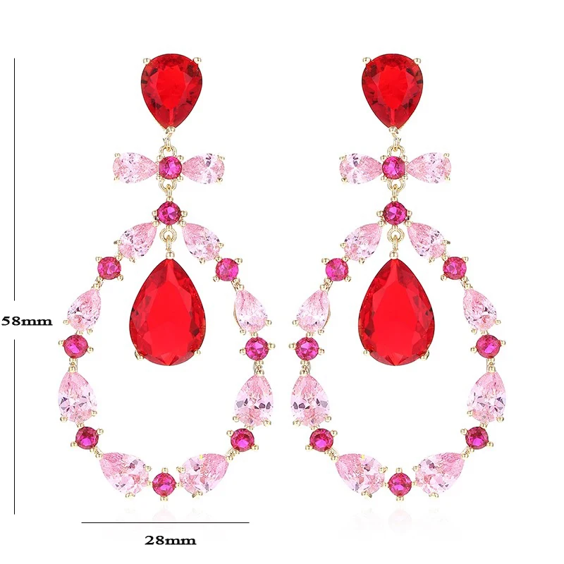 HIBRIDE, элегантные, большие, в форме капли воды, AAA, кубический циркон, кристалл, для невесты, висячие серьги для женщин, свадебные аксессуары, ювелирное изделие, E-729