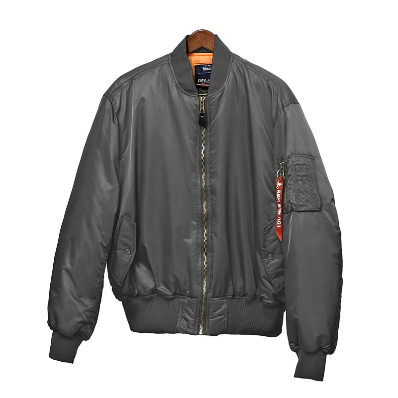 DAFEILI MA1 зимняя куртка-бомбер из нейлона с мягкой подкладкой, стеганая летная куртка унисекс - Цвет: Серый