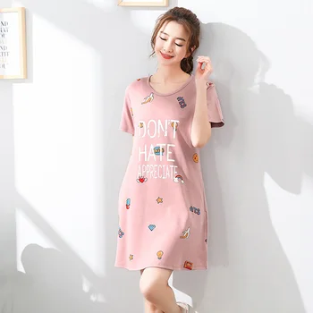 

Cute Cartoon Cotton Summer Nightgowns Women Dressing Gown Girls Nightshirts Nightdress Short Sleeve Sleepshirt Sleepwear Gecelik