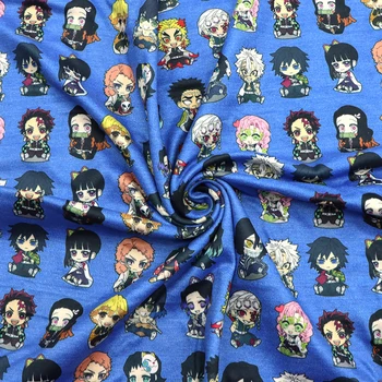 

50*140cm Patchwork Printed 4 ways Stretch Double Brushed Poly Knit Fabric for Tissue Kids Needlework DIY Handmade ,c11114