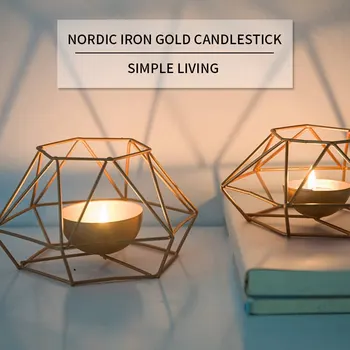 

Nordic Style Wrought Iron Geometric Candle Holders Home Decorate Metal Crafts candlestick candelabros de velas Holder