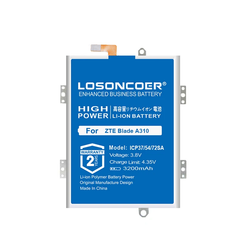 Аккумулятор LOSONCOER 3,8 V 3200mAh ICP37/54/72SA для мобильного телефона zte Blade A310+ номер отслеживания