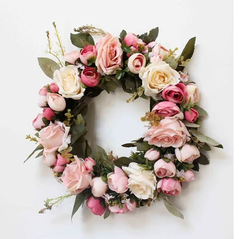 

Artificial Wreaths Silk Peony Flowers Simulation Round Garland Perfect Quality Simulation Garland For Wedding Home Party
