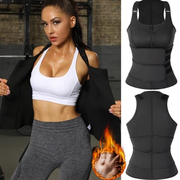 

Sauna Waist Trainer Vest for Women Weight Loss Sweat Vest Double Tummy Control Trimmer Belts Neoprene Workout Body Shaper