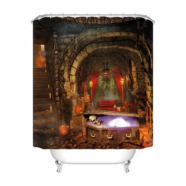 Shower Curtain Пользовательские водонепроницаемый Душ занавес лицо мультфильм Хэллоуин печатных ванная комната декор различных размеров#180324-01-34 - Цвет: Shower Curtain