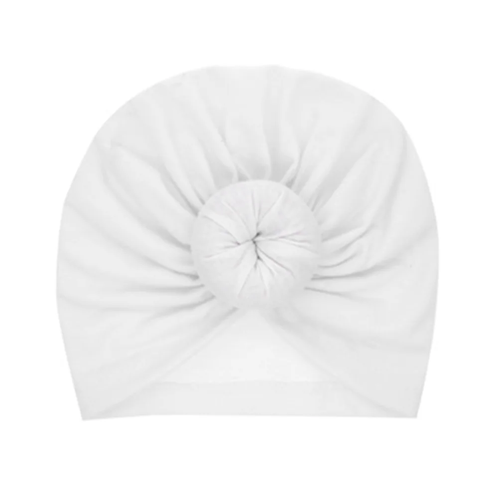 9 Colors Infant Headbands Solid Cotton Kont Turban Headband For Girls Spandx Stretchy Beanie Hat Headwear Baby Hair Accessories - Цвет: white