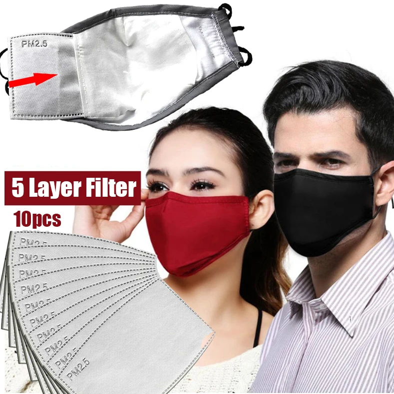 

Anti Pollution PM2.5 Mask Washable Reusable Muffle Face Mouth Mask Flu Dust exhaust Masks 10pcs Filter Respirator Filters