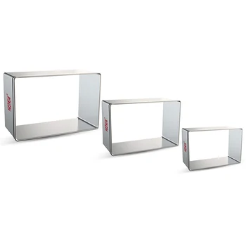 

ZADE Rectangle Cookie Cutters Set for Geometric - 3 Piece - Large/Medium/Small Fondant Cookie Cutters - Stainless Steel