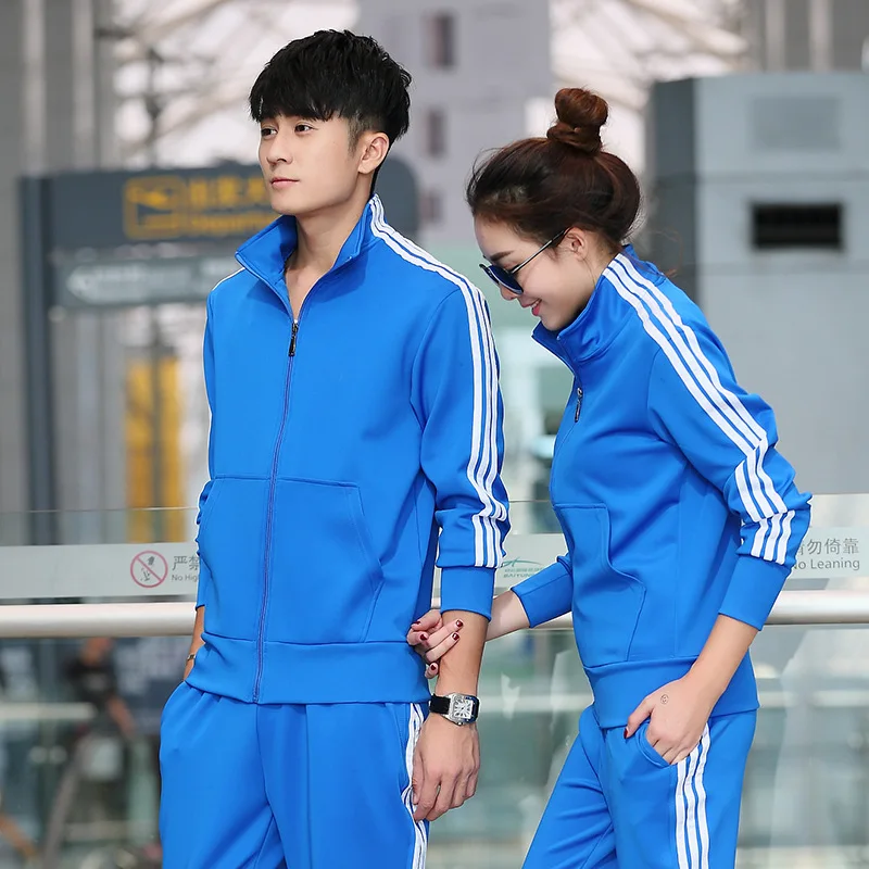 

2020 Spring And Autumn COUPLE'S Leisure Sports Suit Long Sleeve Trousers Two-Piece Set Clothing Running Fitness Suit