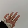 AOMU Punk Vintage Chain Pearl Ring Set Korean Minimalist Personality Metal Gold Ring for Women  Party Jewelry Ring Set ► Photo 3/6