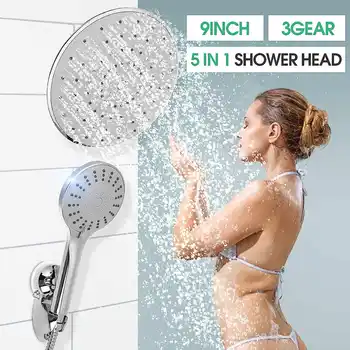 

9 Inch Round Ultra Slim Large Rainfall Shower Head chrome Panel Big Water Current Bathroom Top Spray Shower Hand-held Shower