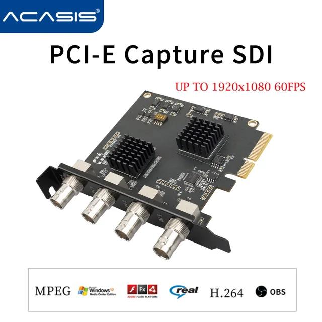 Acasis 4 Channel PCIE Capture card SDI Video card 1080P 60FPS Capture Card for Game Meeting Live Broadcast Streaming