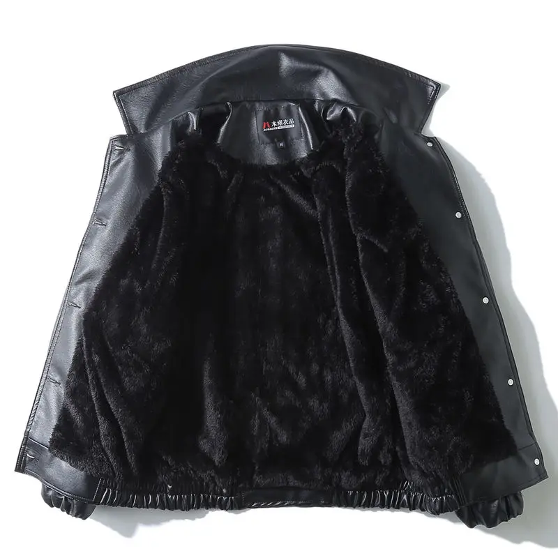 Fleece Idopy, мужская куртка из искусственной кожи MA-1, летная куртка-бомбер и пальто, свободный крой, мотоциклетная верхняя одежда из искусственной кожи - Цвет: Fleece