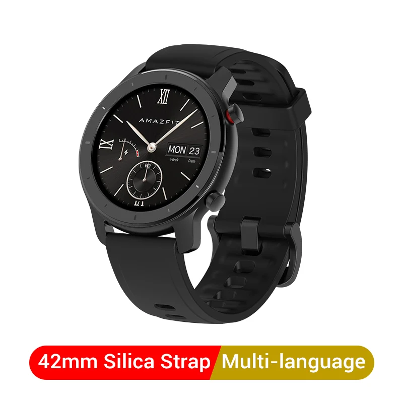 Amazfit GTR 47 мм Смарт-часы 5atm водонепроницаемые умные часы 24 дня батарея Gps управление музыкой кожаный силиконовый ремешок глобальная версия - Цвет: Aluminum alloy