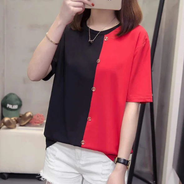 Лоскутная Женская хлопчатобумажная рубашка с коротким рукавом женская футболка