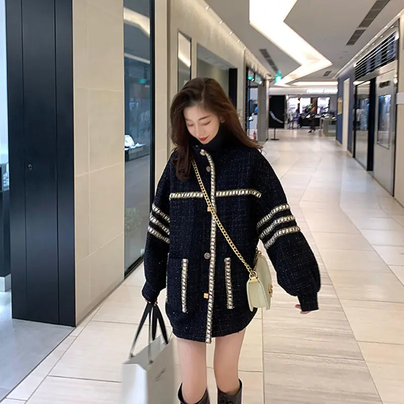 

Graceful Woolen Coat Female Autumn and Winter 2020 New Korean Style Loose Black Western Style Long-Sleeved Upper Garment