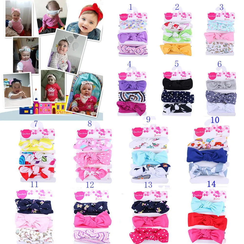 3pcs/lot Cute Bow Baby kids Simple Bunny Ear Bow Hairband Turban Newborn Headbands Hairbands for Kids Baby Hair Accessories
