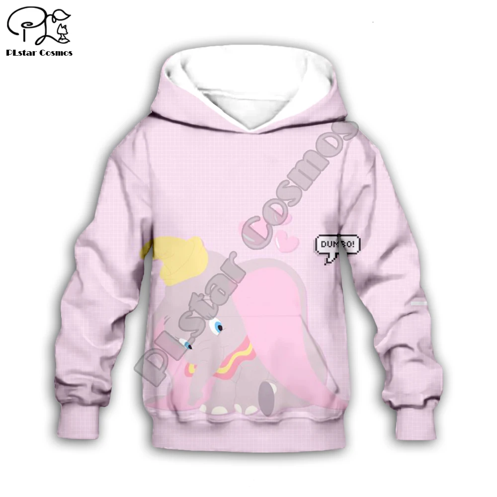 

New Cartoon Elephant Kids 3d print Dumbo Hoodies Chlidren pink Sweatshirts tshirts zipper Baby Girl boy kawaii shorts pant set