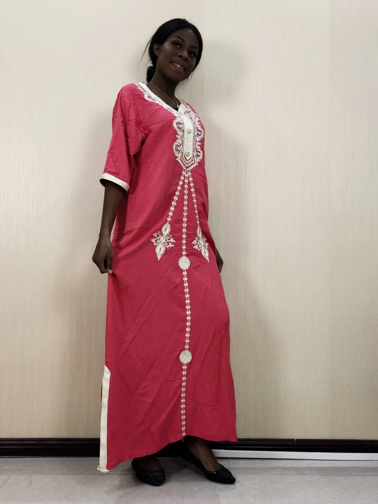 African Kwanzaa Embroidery Half-sleeved Elegant Sequin Dashiki Dress for Lady