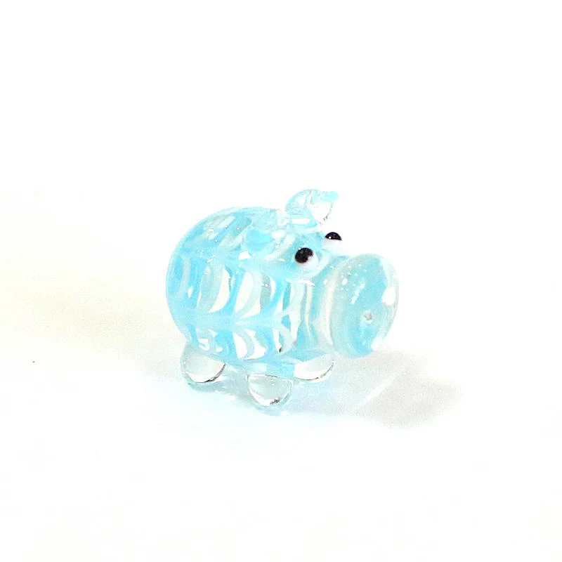 Different Styles Murano Glass Pig Mini Figurines Cute Tiny Animal Craft Ornaments Home Table Fairy Garden Room Kawaii Decoration