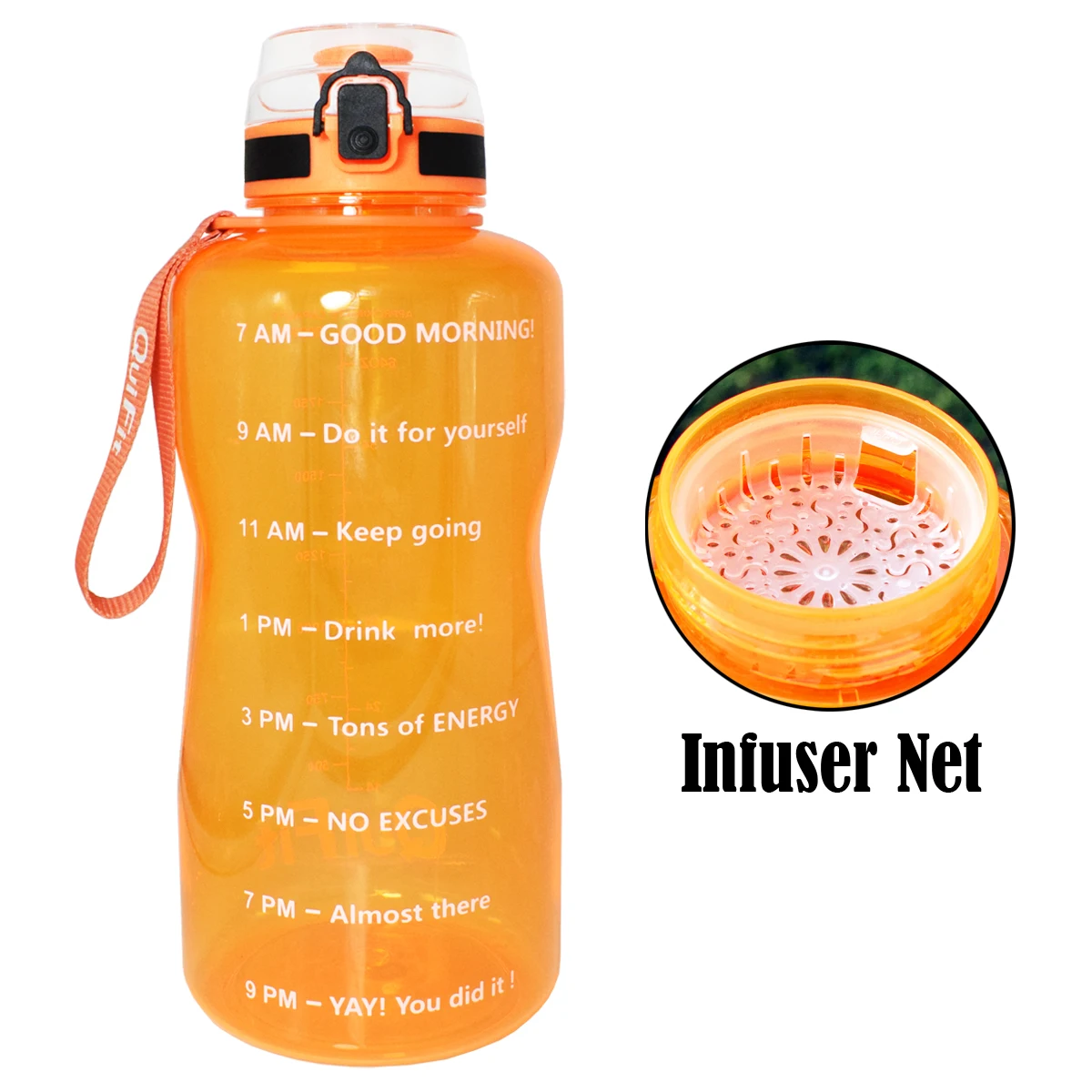 Orange BuildLife 1.3L 2L бутылка для воды для Bpa Free Tritan Спорт на открытом воздухе тренажерный зал фитнес Тыква Спорт пластиковая питьевая бутылка с фильтром - Цвет: Orange