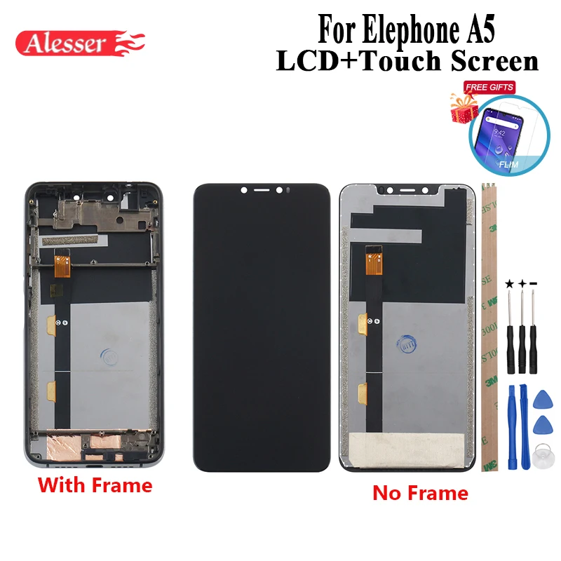 Alesser для Elephone A5 ЖК-дисплей и сенсорный экран с рамкой+ пленка запасные части с инструментами и клеем для Elephone A5