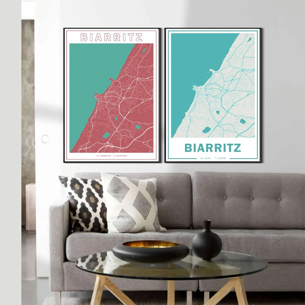 France-Biarritz-Rainbow-City-Maps-Canvas-Paintings-Colorful-Map-Vintage-Kraft-Posters-Coated-Art-Prints-Home (3)