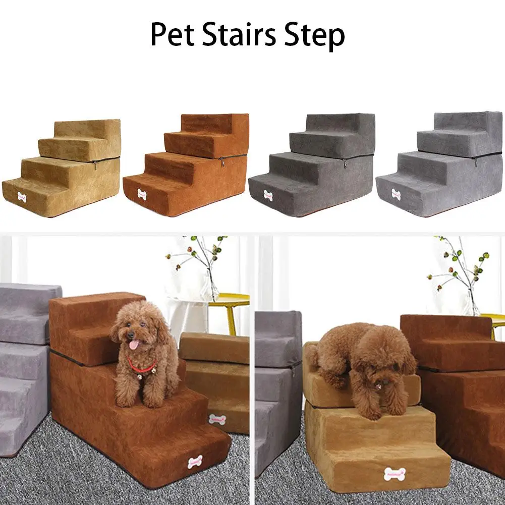 

Large 4-Dog Step Portable Pet Stairs Removable Washable Stairs for Dog Cat Climbing