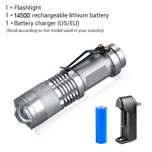 Package B Gray Body Мини-фонарик с регулируемым фокусом CREE Q5 2000 люмен светодиодный фонарь AA 14500 фонарь Linterna светодиодный с креплением - Испускаемый цвет: Package B Gray Body
