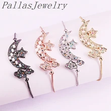 10 шт. Высокое качество модные браслеты со стразами Красочные CZ Micro Pave Moon со звездой Шарм циркония Браслеты Ювелирные изделия Подарки