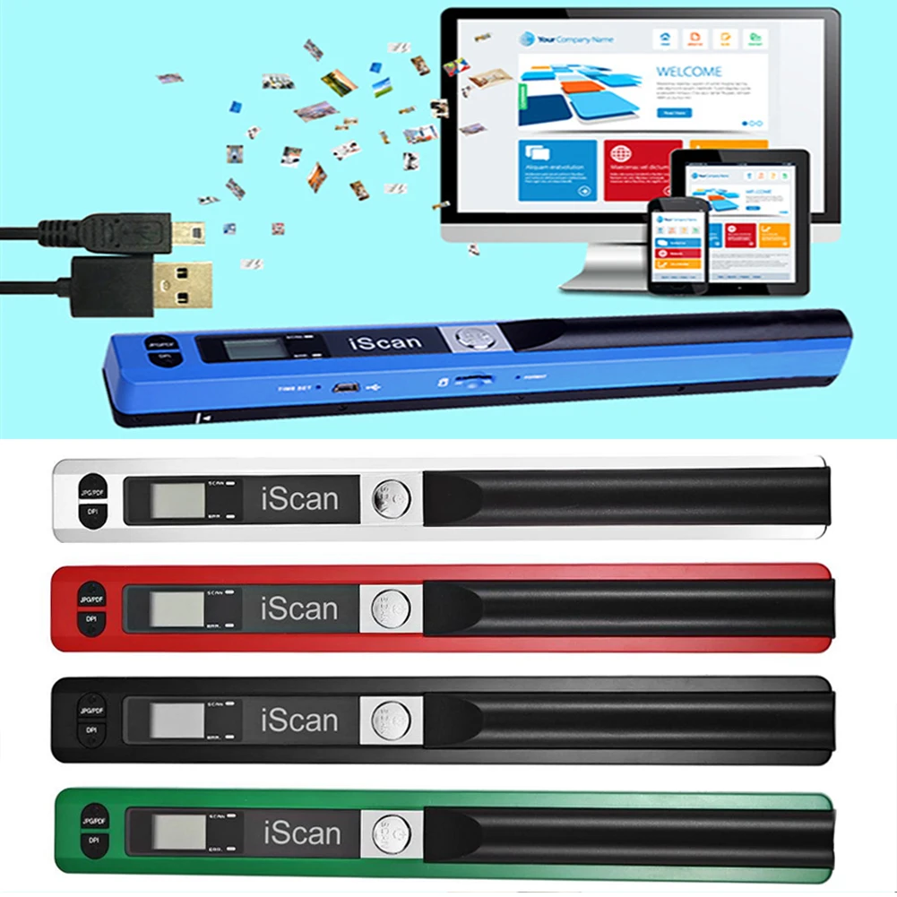 Портативный высокоскоростной мини-сканер для документов USB 2 0 900 точек/дюйм