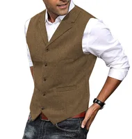 Casual Mens Brown Vest Silver Slim Fit V Neck Tuxedos School Party Green Waistcoat For Wedding Banquet Nightclub 2