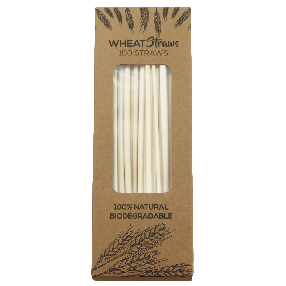 100pcs NO.1 100 шт Экологически чистая солома одноразовая соломка натуральная Пшеничная солома биоразлагаемая солома с коробкой кухонные аксессуары - Цвет: 100pcs NO.1