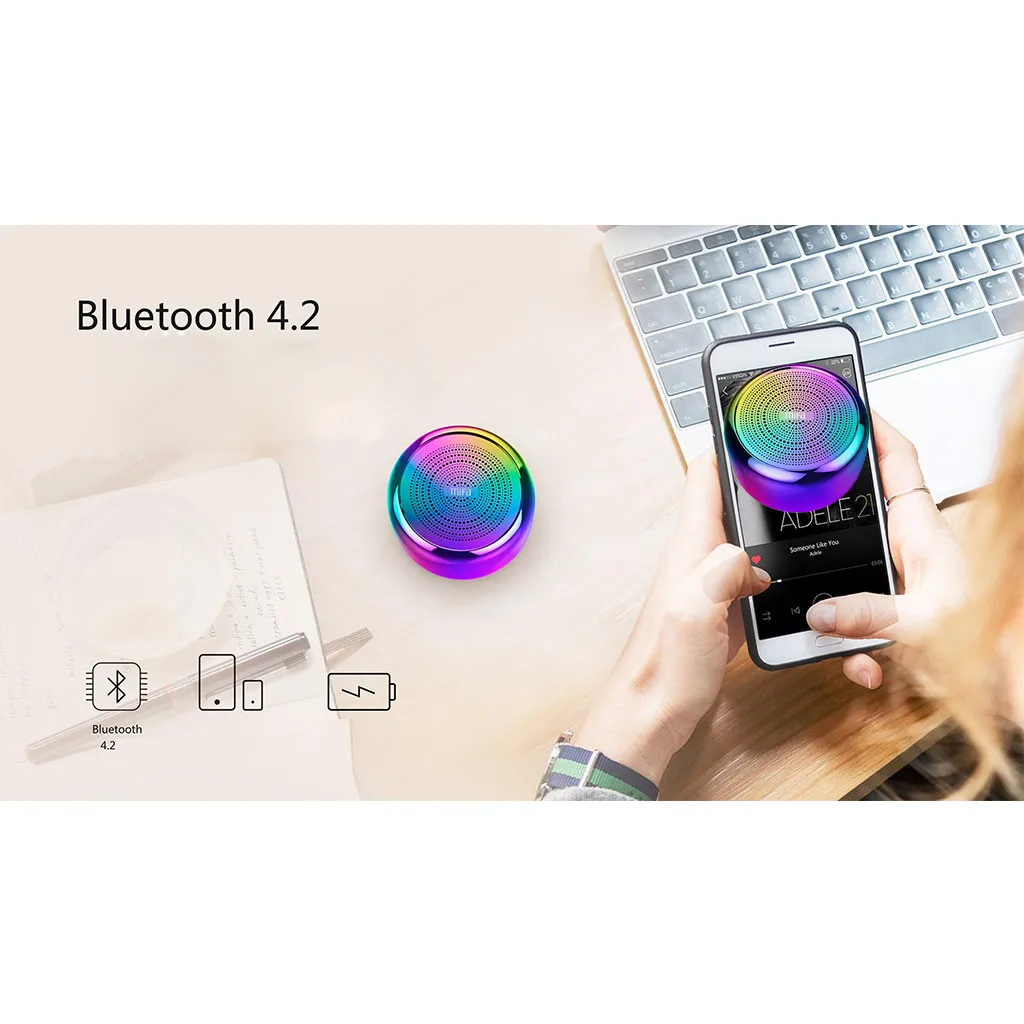 HIPERDEAL мини маленький портативный беспроводной Bluetooth динамик со встроенным микрофоном и низким гармоническим искажением для iPhone Android