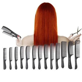

Professional Hair Brush Black Hard Carbon Cutting Comb Heat Resistant Salon Trimmer Hair Brushes Barber Pin Tail Antistatic Comb