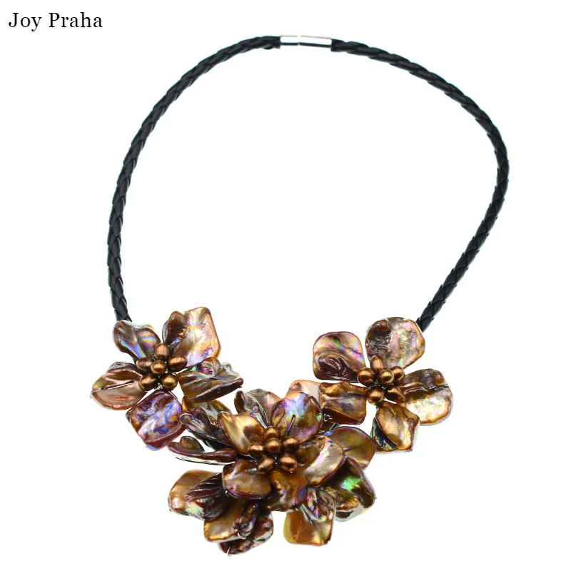 

Brown baroque pearl shell necklace / Hand-made women clavicle chain sweater chain / wholesale dropshipping