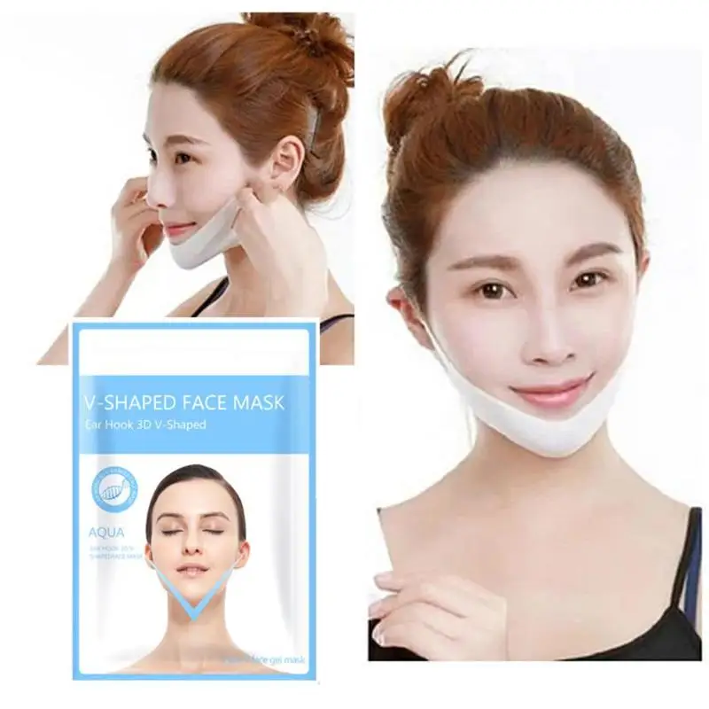 4D Double V Shaped Face Mask Lifting Slimming Thin Face Slim Mask Gel Mask Face Lift Tools Hanging Ear Women Face Mask Treatment
