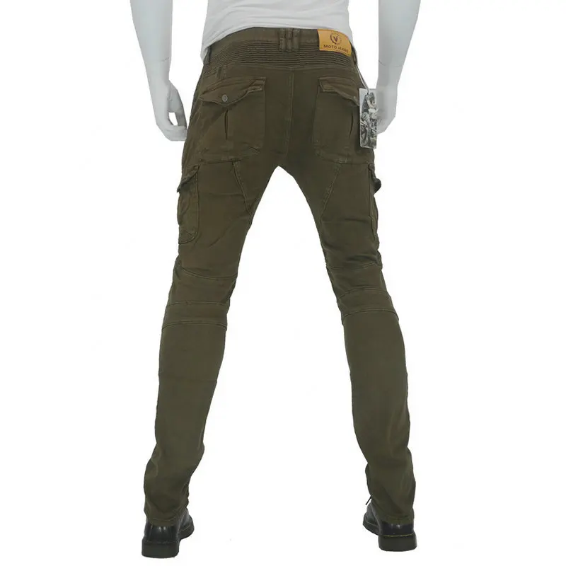 KIOVNO Fashion Men's Biker Jeans Pants With Knee Pads Motorcycle Denim Trousers For Male Outdoor (2)
