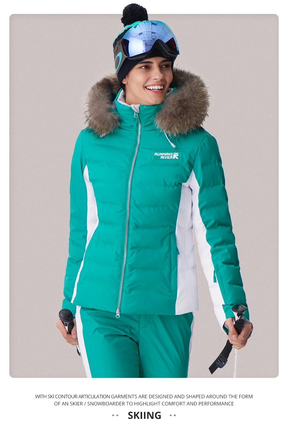 RUNNING RIVER Brand women High Quality Winter Warm thick Hooded Sports Jackets Professional Outdoor ski Jacket#D7151
